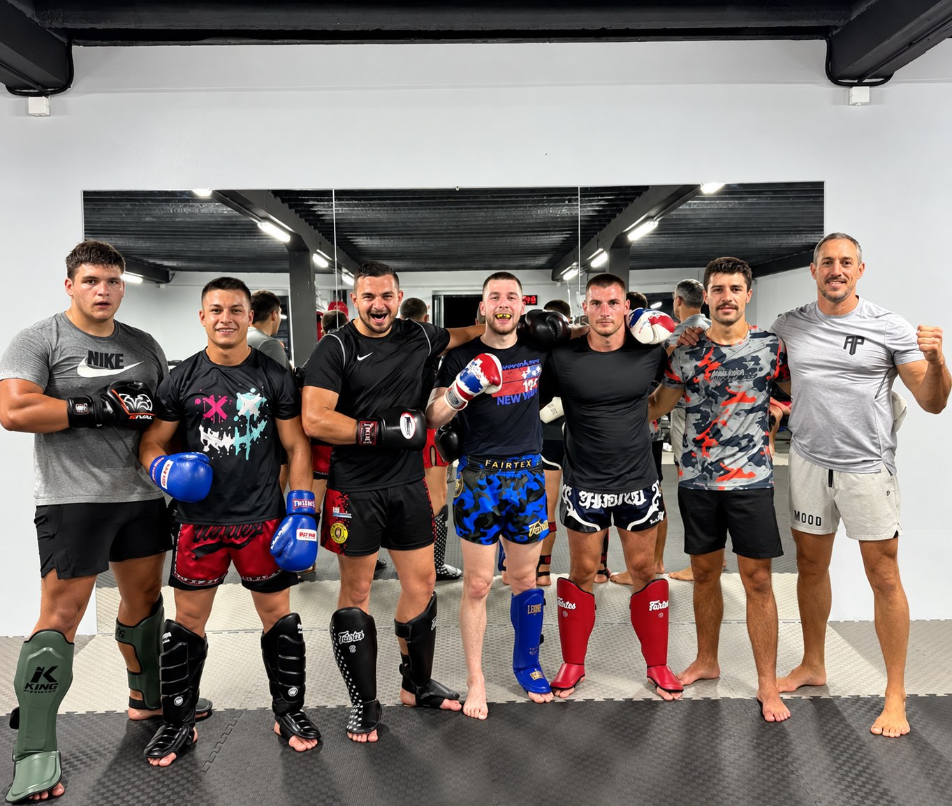 Car Lazar fighters in training gear in the gym